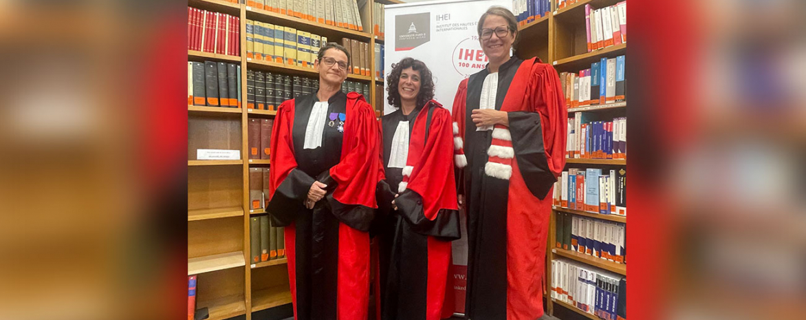 Photo de la direction de l'IHEI : Pascale Martin-Bidou, Niki Aloupi et Claire Crépet-Daigremont,